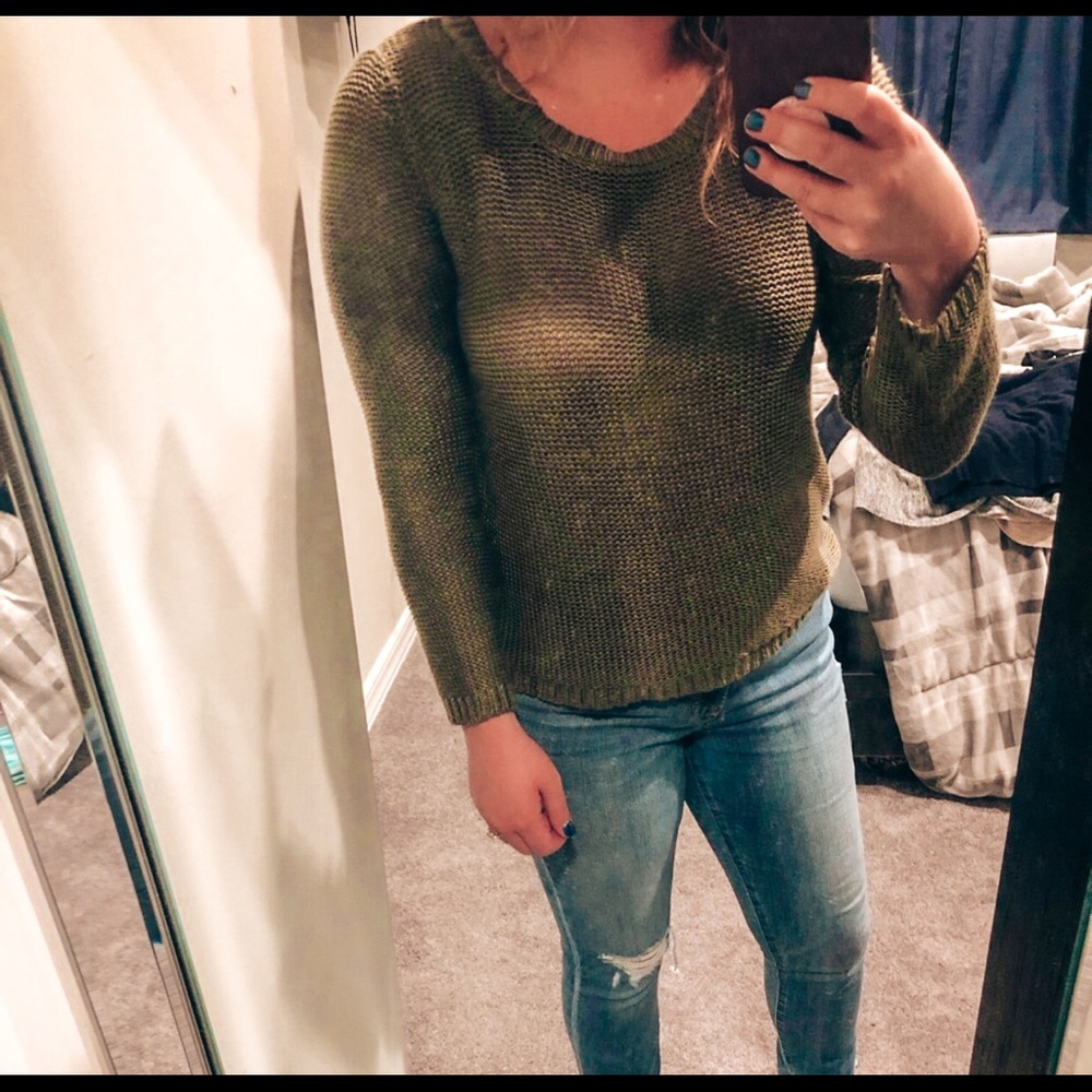 Army green knit sweater